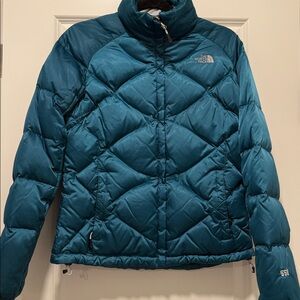 The North Face Puffer Jacket Coat 550 Down Vintage Quilted Outdoors Teal M Shiny